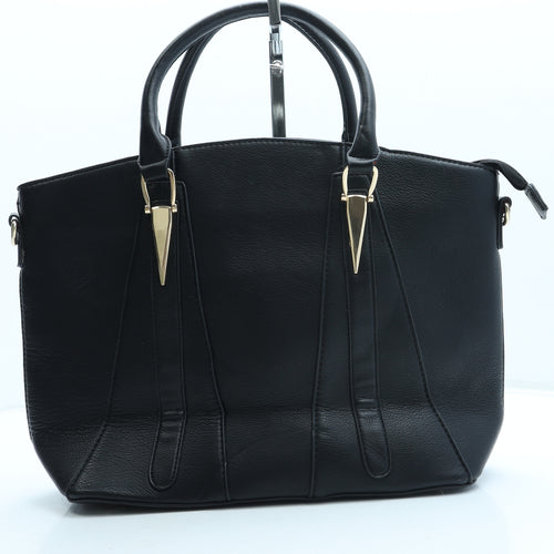 Preworn Womens Black Leather Top Handle Bag Size Large