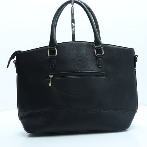 Preworn Womens Black Leather Top Handle Bag Size Large