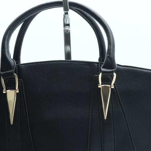 Preworn Womens Black Leather Top Handle Bag Size Large