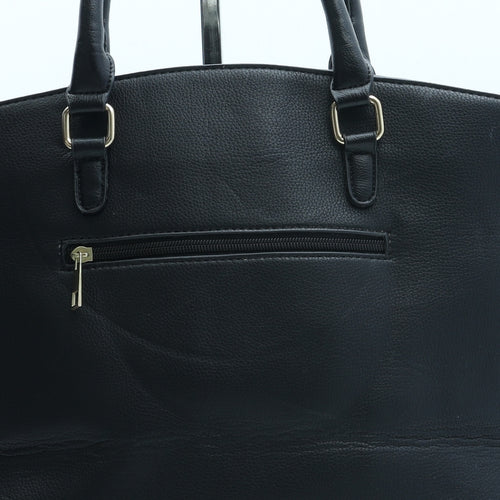 Preworn Womens Black Leather Top Handle Bag Size Large