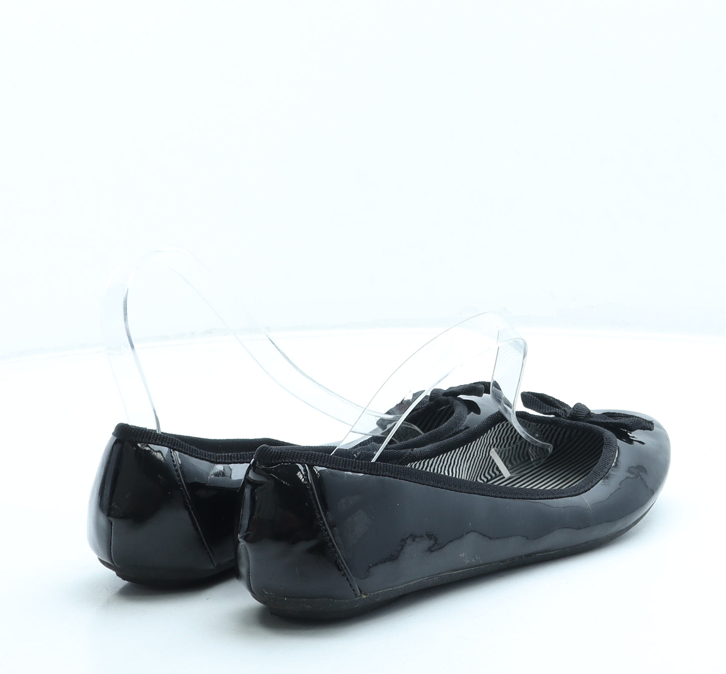 F&F Womens Black Leather Ballet Flat UK 6.5 40 - Wide Fit