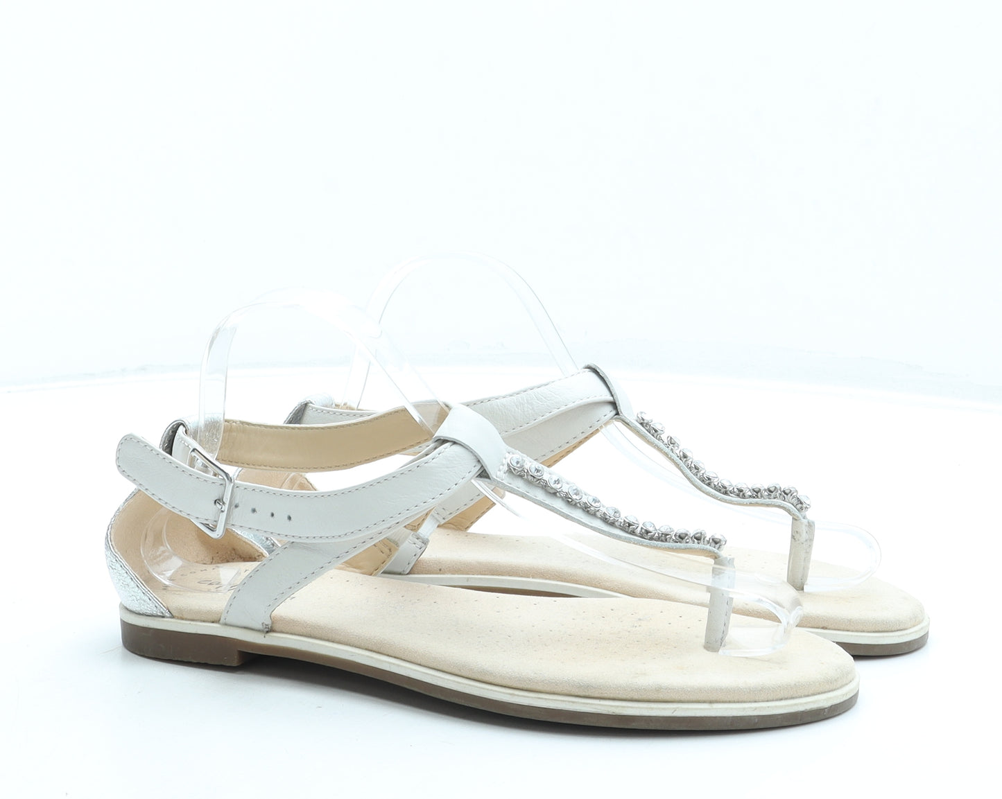 Clarks Womens Ivory Leather Slingback Sandal UK 7