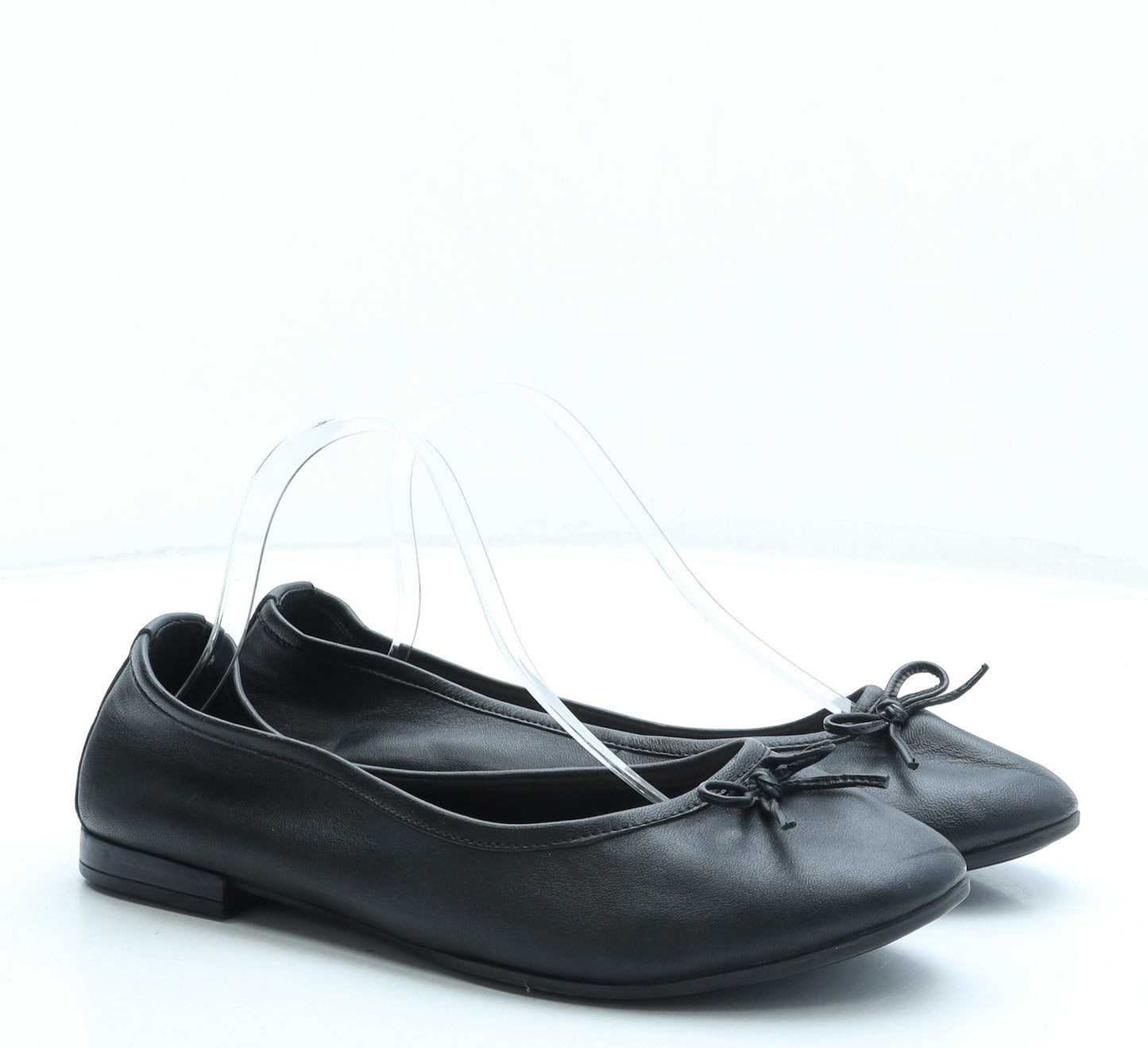 J D Williams Womens Black Leather Ballet Flat UK 8