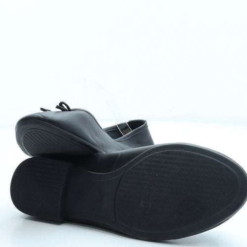 J D Williams Womens Black Leather Ballet Flat UK 8