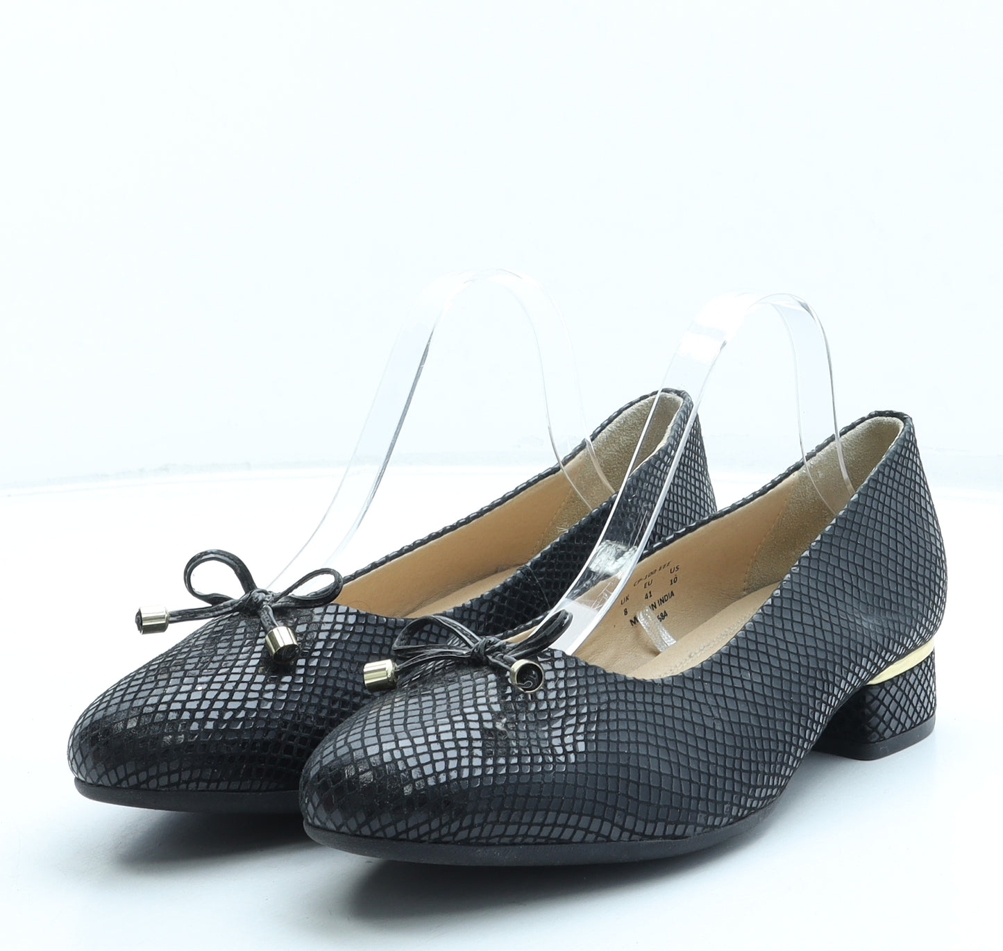 J D Williams Womens Black Animal Print Leather Ballet Flat UK 8 41 US 10