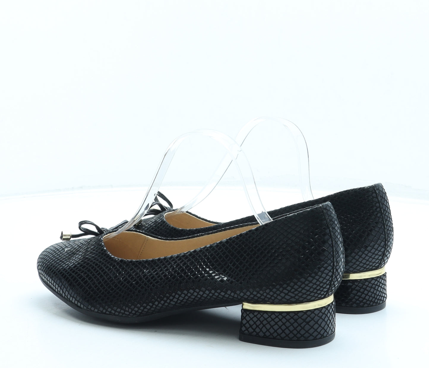 J D Williams Womens Black Animal Print Leather Ballet Flat UK 8 41 US 10