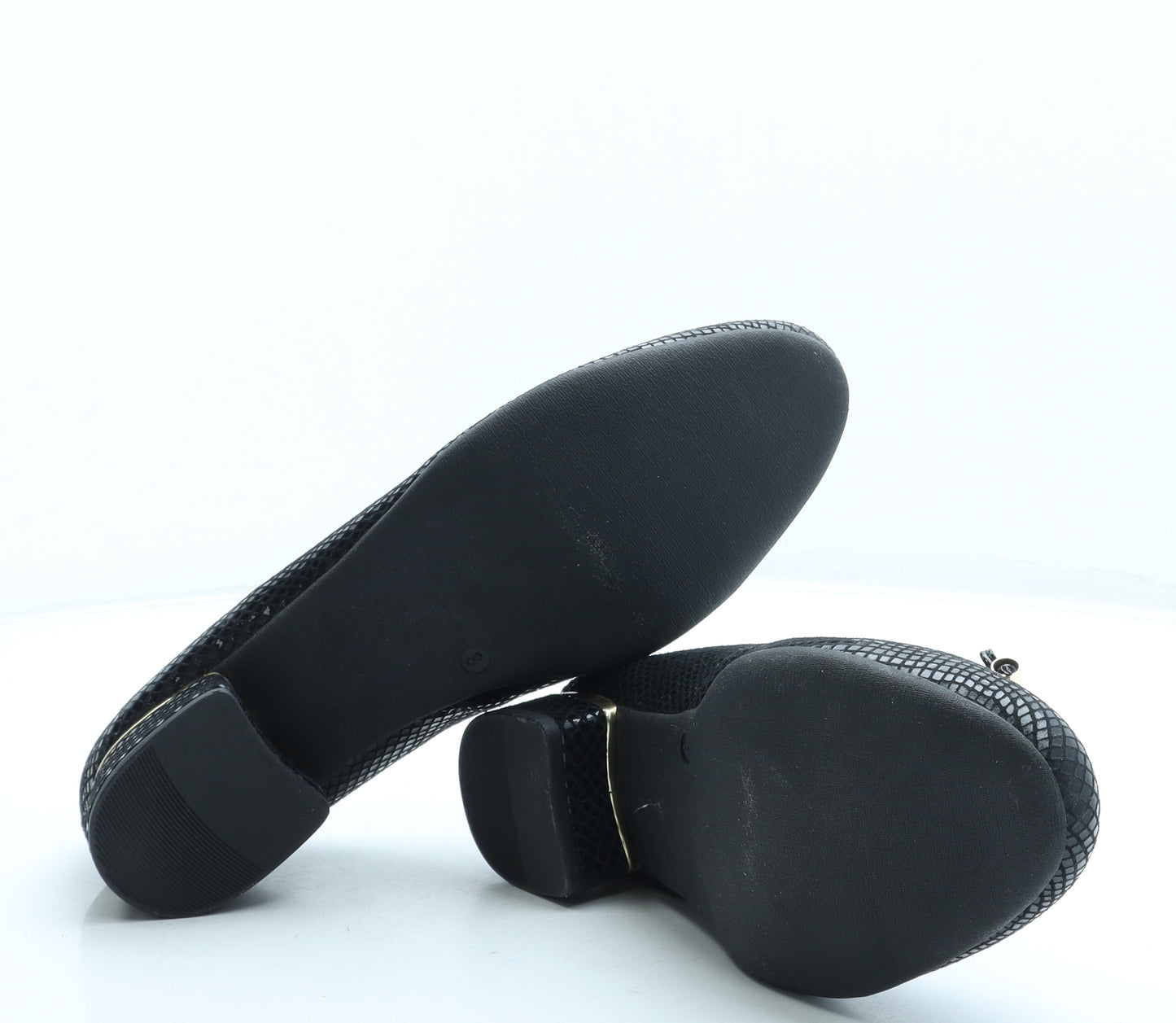 J D Williams Womens Black Animal Print Leather Ballet Flat UK 8 41 US 10