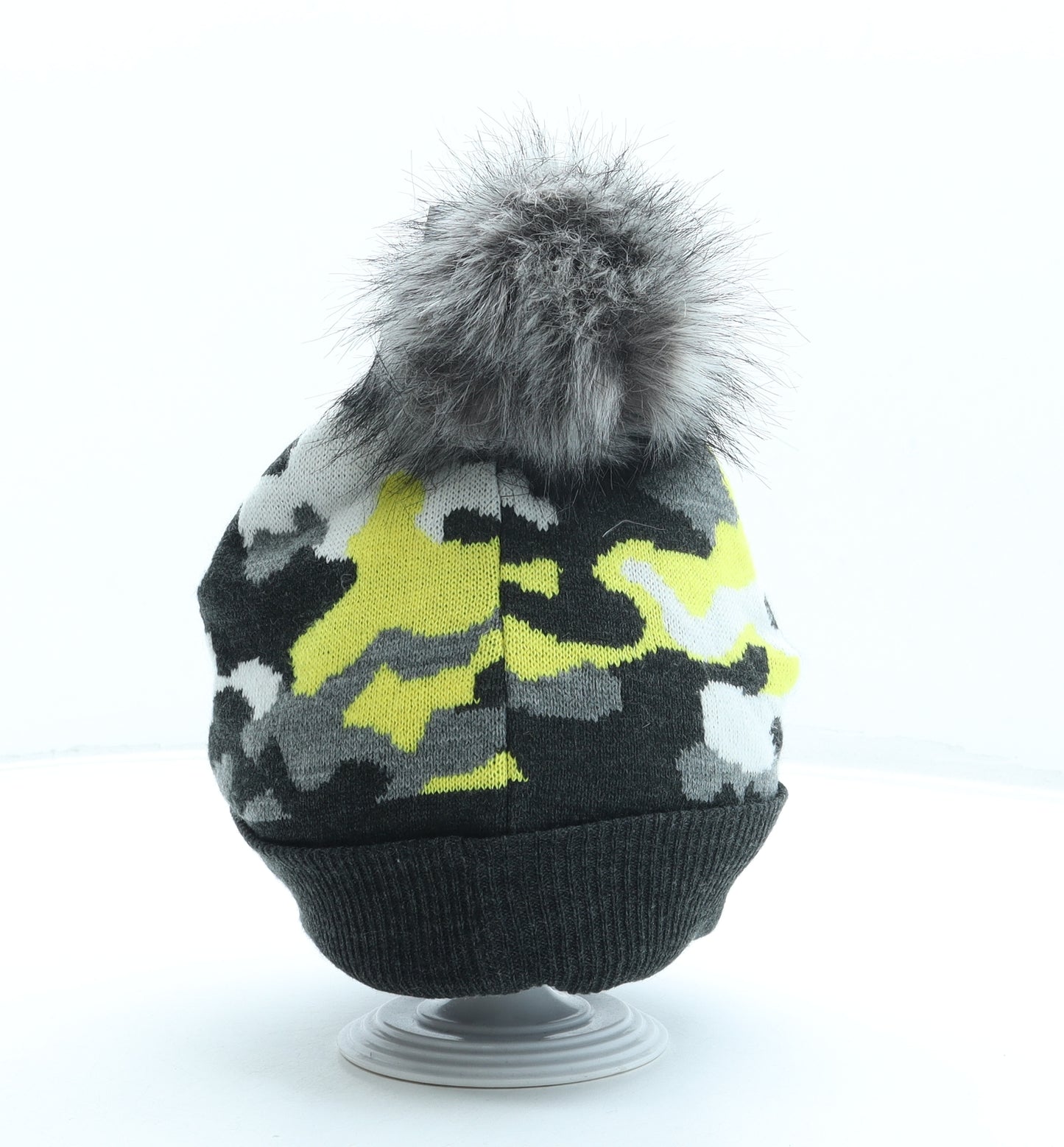 George Boys Grey Geometric Acrylic Bobble Hat One Size - Batman