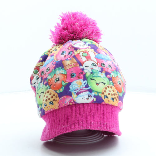 George Girls Pink Geometric Polyester Bobble Hat One Size - Pom Pom