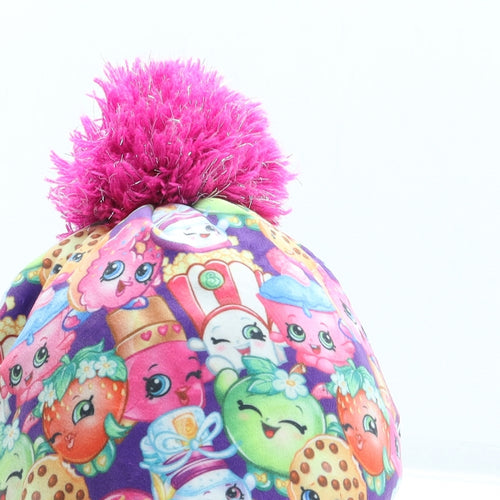 George Girls Pink Geometric Polyester Bobble Hat One Size - Pom Pom