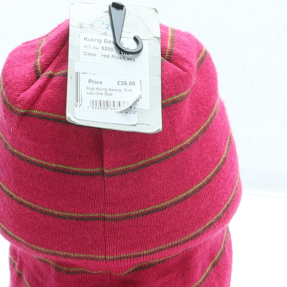Bergans Womens Pink Striped Wool Beanie One Size