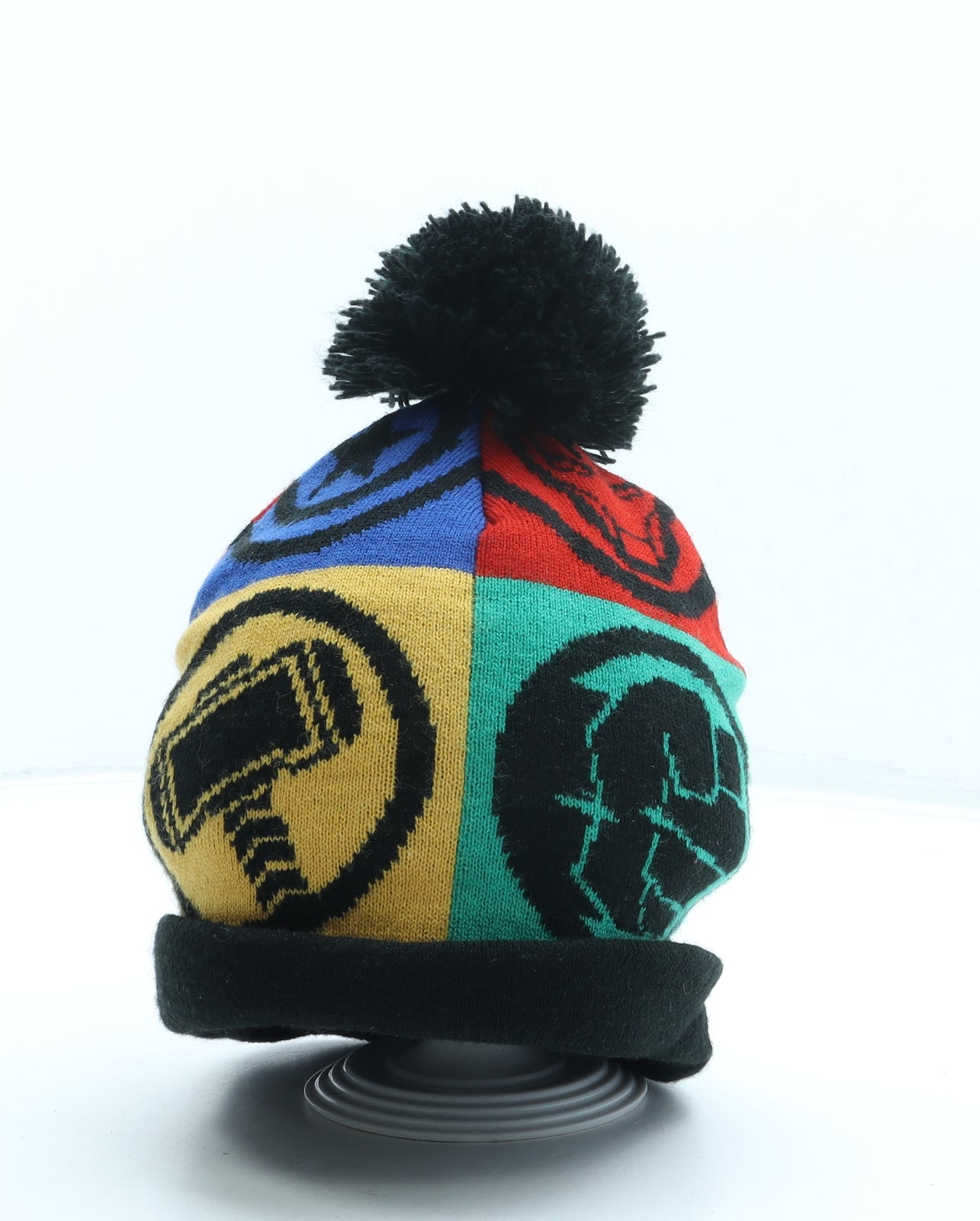 NEXT Boys Black Geometric Acrylic Bobble Hat One Size - Marvel