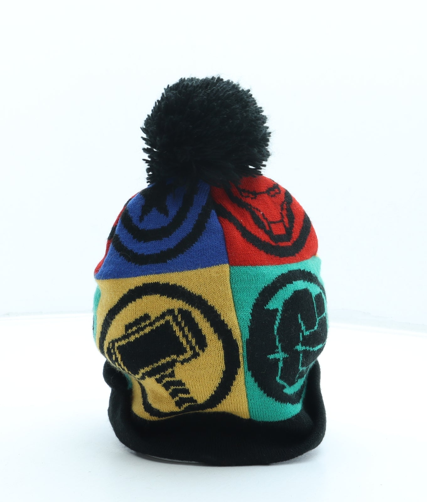 NEXT Boys Black Geometric Acrylic Bobble Hat One Size - Marvel