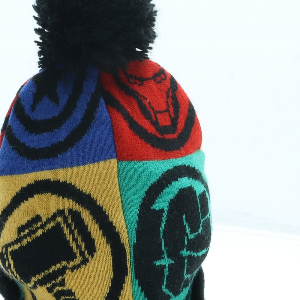 NEXT Boys Black Geometric Acrylic Bobble Hat One Size - Marvel