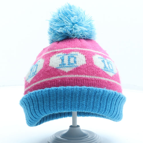 TU Girls Blue Geometric Acrylic Bobble Hat One Size - One Direction