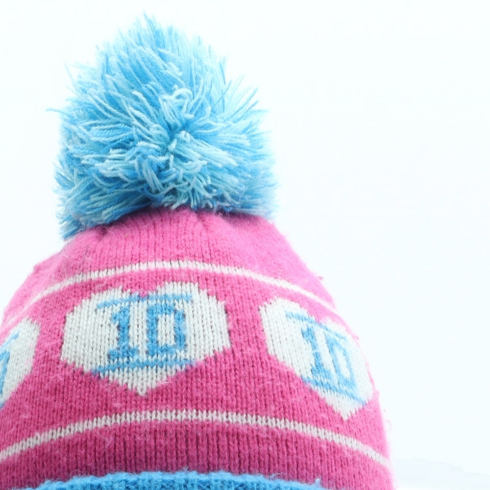 TU Girls Blue Geometric Acrylic Bobble Hat One Size - One Direction