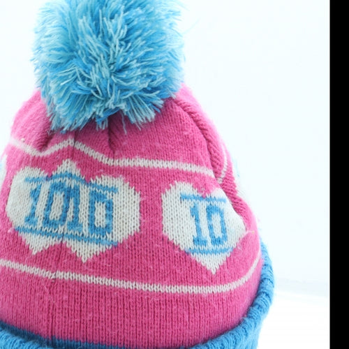 TU Girls Blue Geometric Acrylic Bobble Hat One Size - One Direction