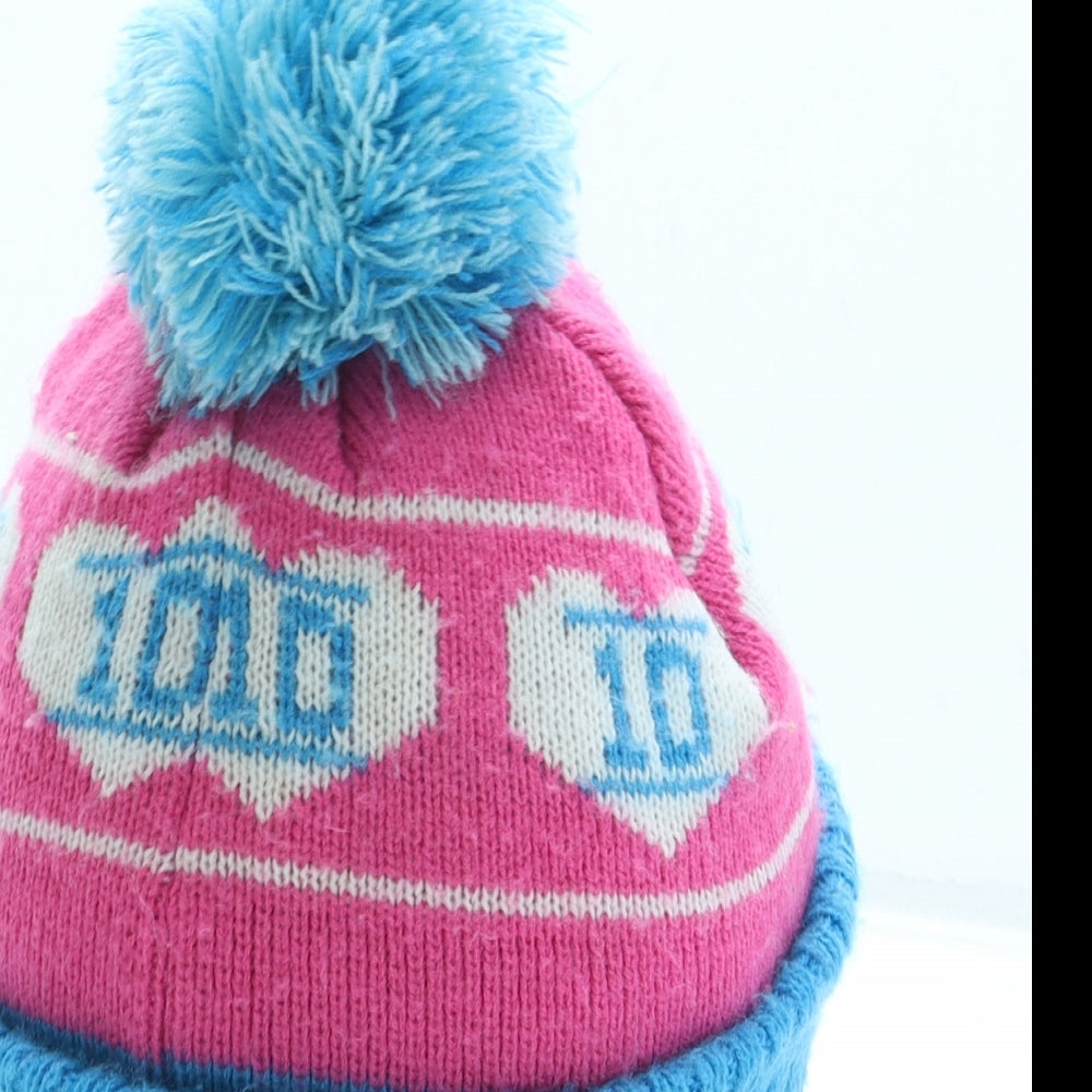 TU Girls Blue Geometric Acrylic Bobble Hat One Size - One Direction