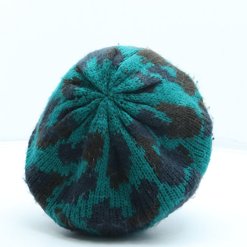 Linea Womens Green Animal Print Acrylic Beret One Size