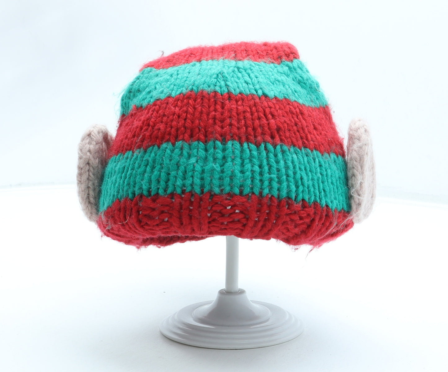 NEXT Boys Green Striped Acrylic Bobble Hat One Size - Elf