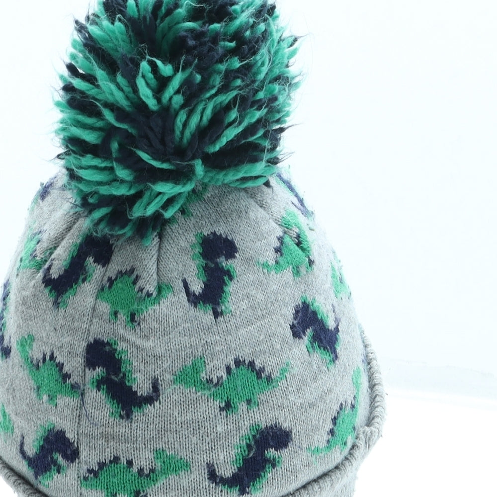 NEXT Boys Grey Geometric Acrylic Bobble Hat One Size - Dinosaur