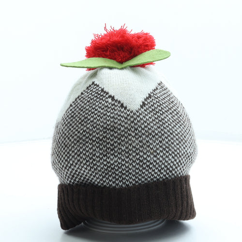 Jingle Bells Womens Brown Acrylic Bobble Hat One Size - Christmas Pudding