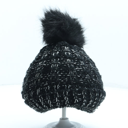 George Girls Black Acrylic Bobble Hat One Size - Pom Pom