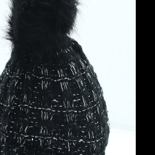 George Girls Black Acrylic Bobble Hat One Size - Pom Pom