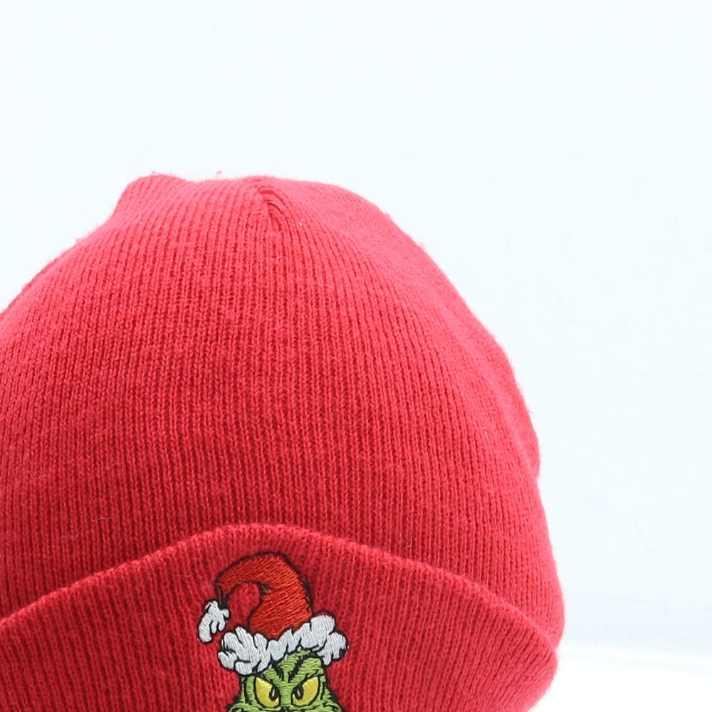 Primark Boys Red Acrylic Beanie One Size - The Grinch