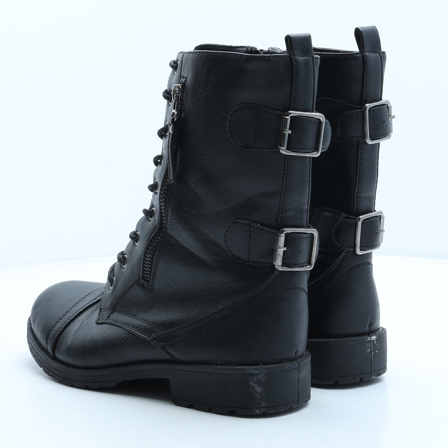 Ajvani Womens Black Synthetic Combat Boot UK 6