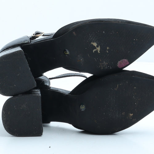 F&F Womens Black Suede Strappy Heel UK 3 - Croc Texture