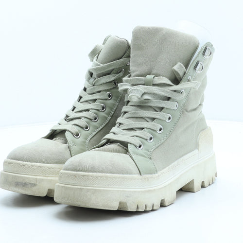 Primark Womens Green Polyester Combat Boot UK 3