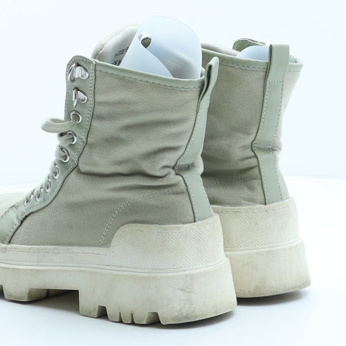 Primark Womens Green Polyester Combat Boot UK 3