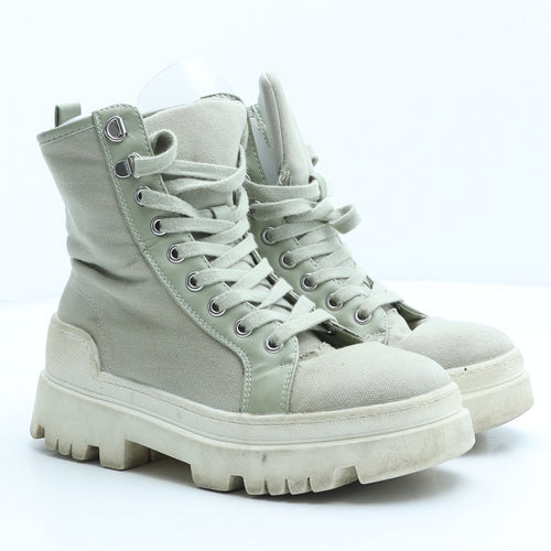 Primark Womens Green Polyester Combat Boot UK 3