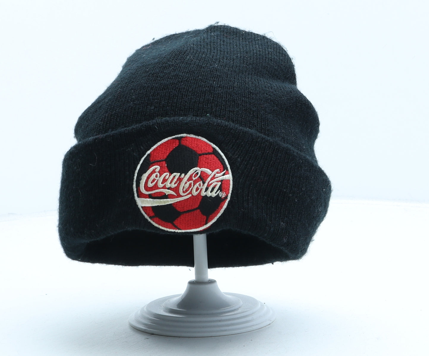 Coca-Cola Mens Black Acrylic Beanie One Size - Football