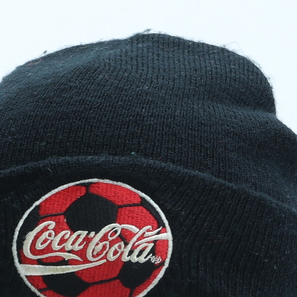 Coca-Cola Mens Black Acrylic Beanie One Size - Football