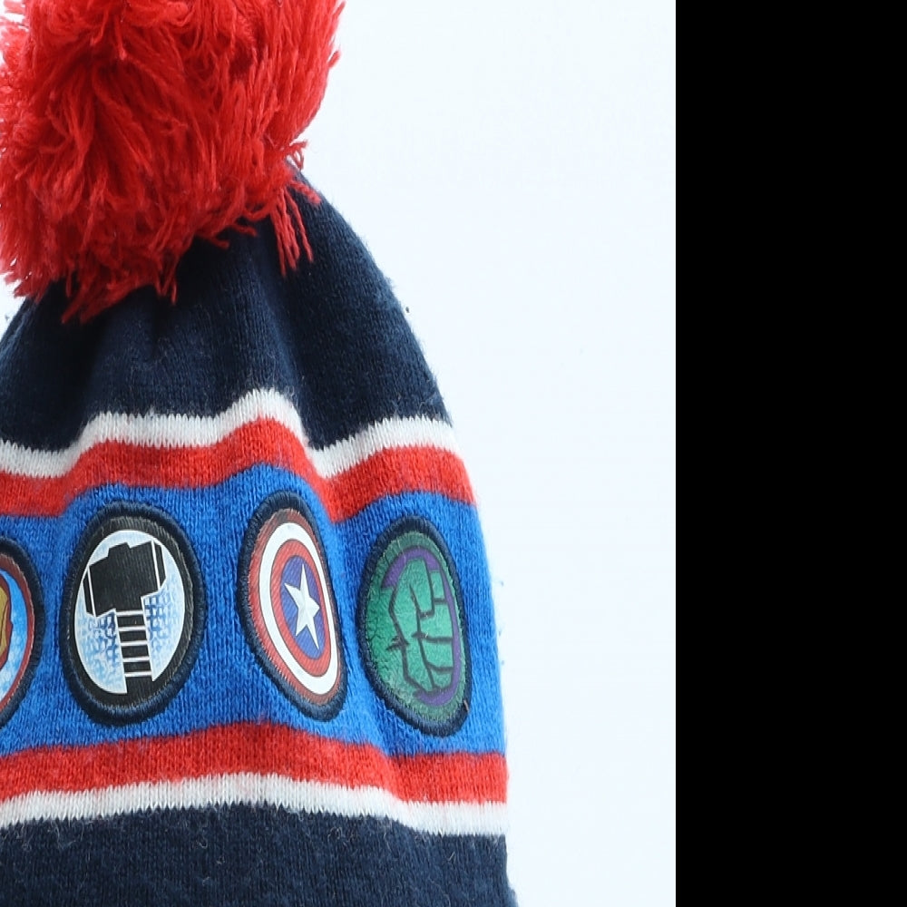 George Boys Multicoloured Striped Acrylic Bobble Hat One Size - Avengers