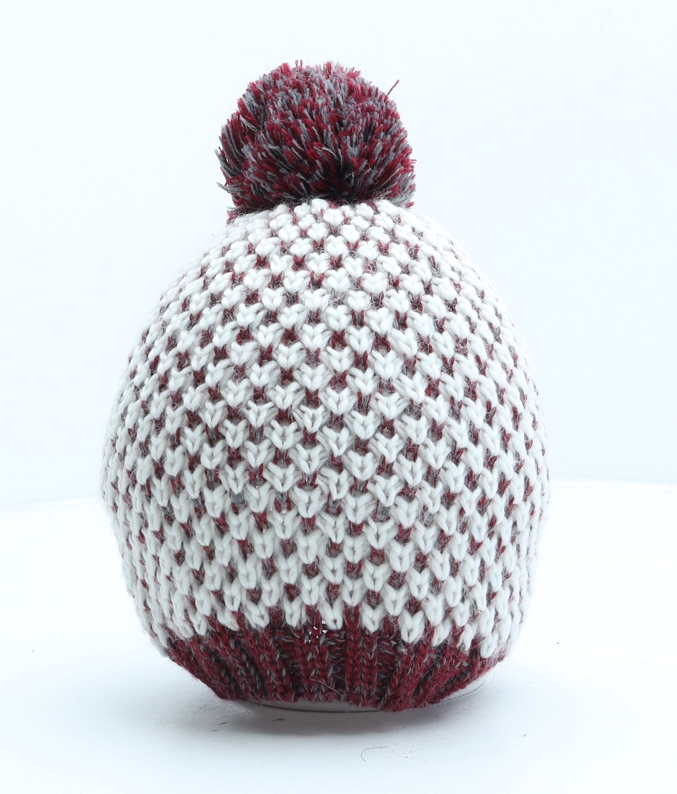 John Lewis Womens White Geometric Acrylic Bobble Hat One Size