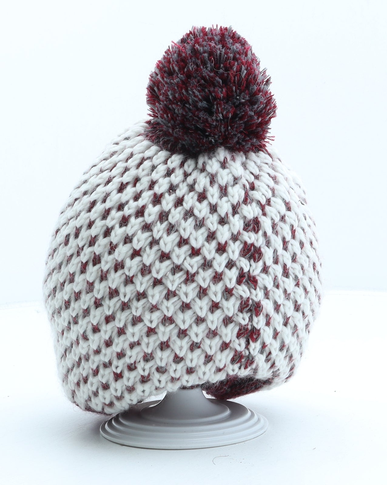 John Lewis Womens White Geometric Acrylic Bobble Hat One Size