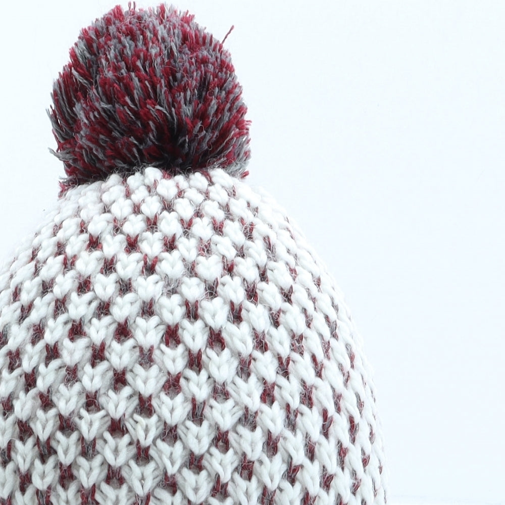 John Lewis Womens White Geometric Acrylic Bobble Hat One Size