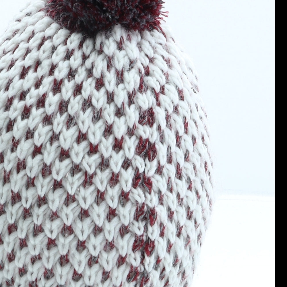 John Lewis Womens White Geometric Acrylic Bobble Hat One Size