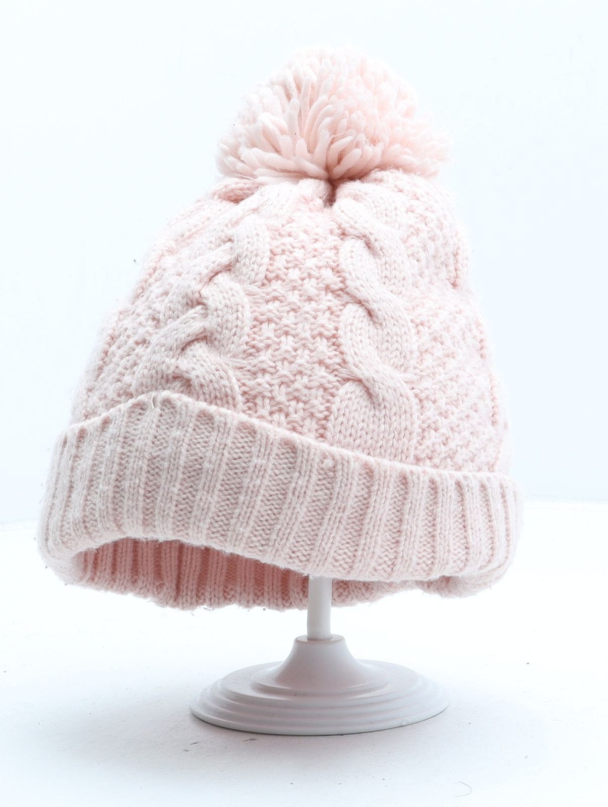 Matalan Girls Pink Acrylic Bobble Hat One Size