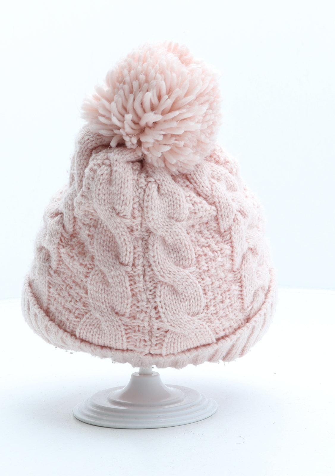 Matalan Girls Pink Acrylic Bobble Hat One Size