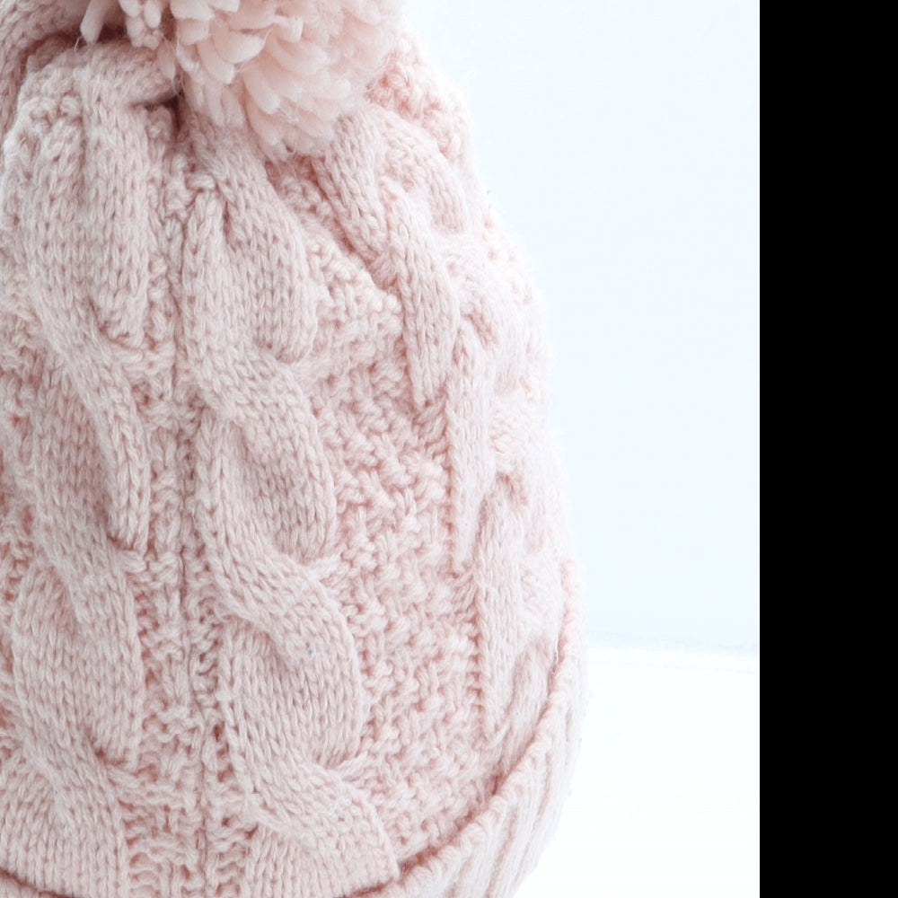 Matalan Girls Pink Acrylic Bobble Hat One Size