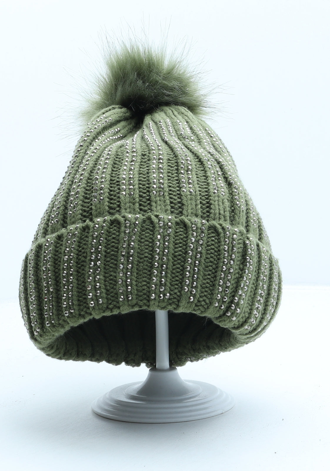 Winter Collection Womens Green Acrylic Beanie One Size