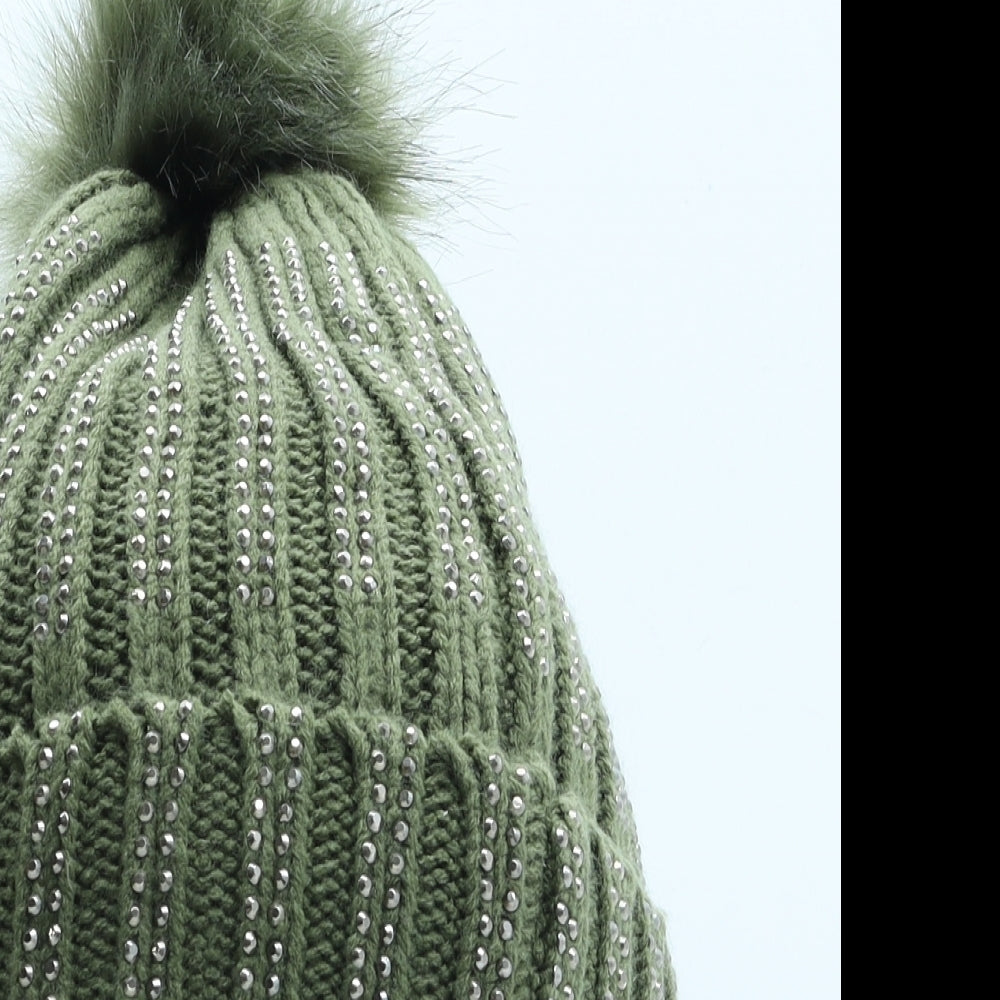 Winter Collection Womens Green Acrylic Beanie One Size