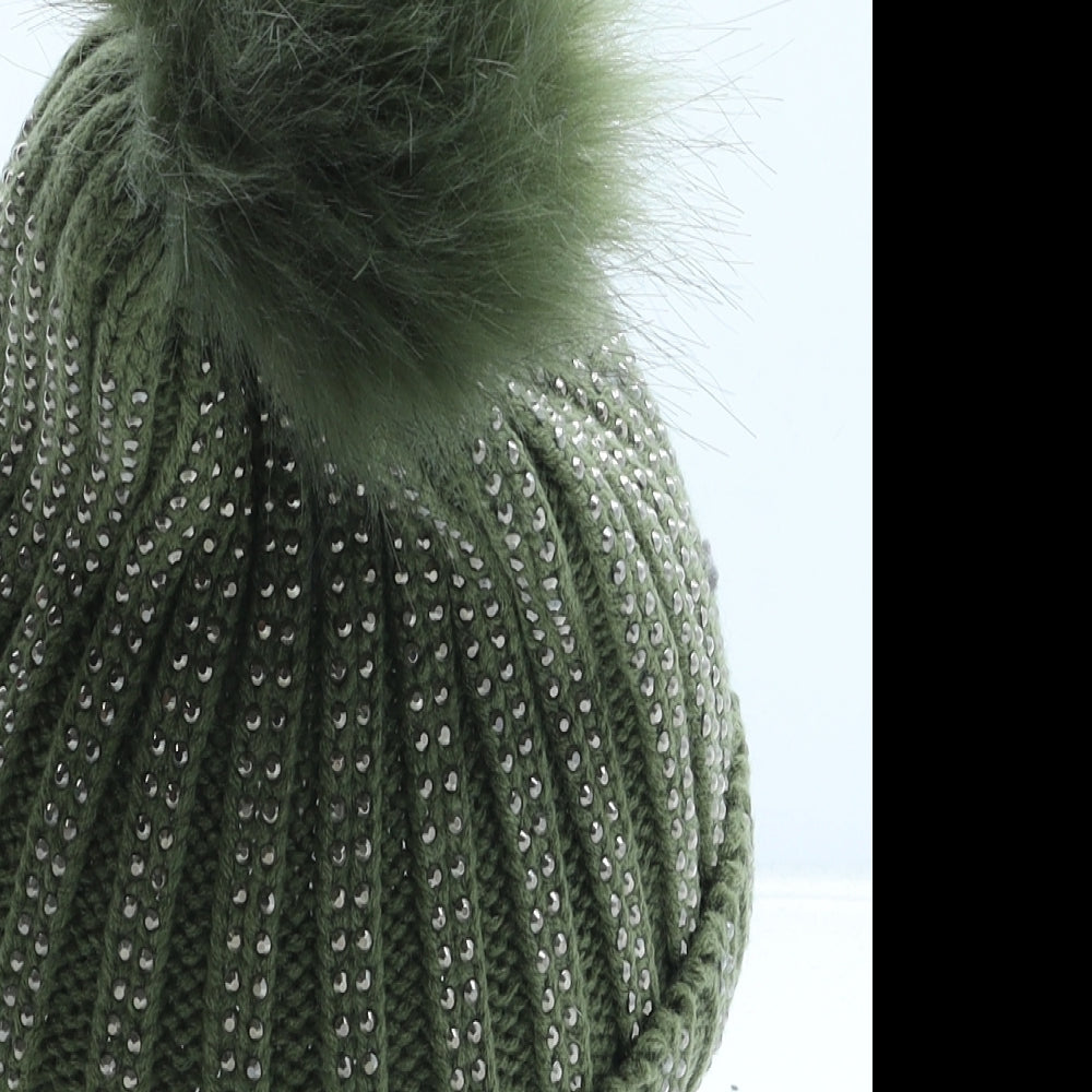 Winter Collection Womens Green Acrylic Beanie One Size