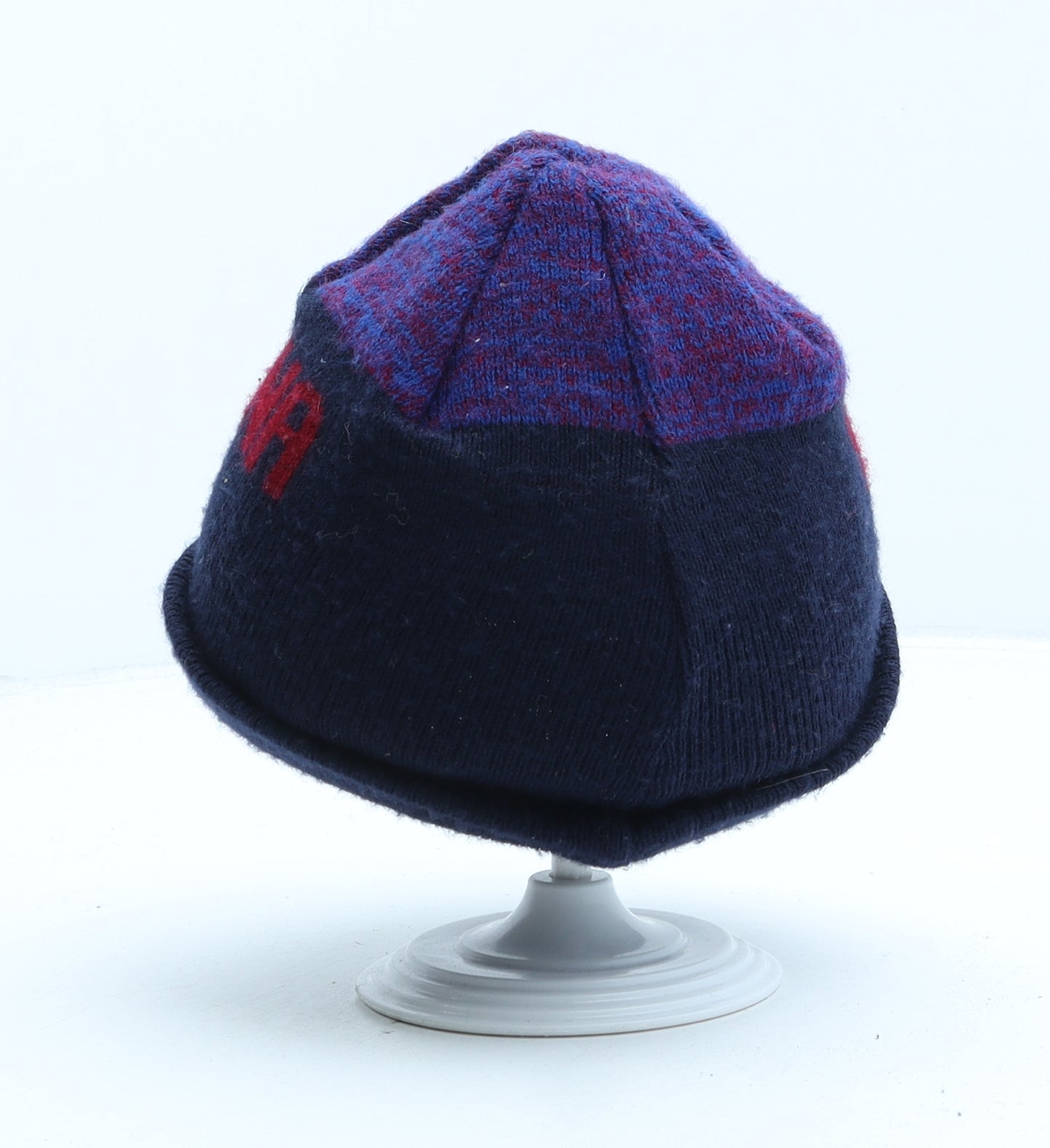 FC Barcelona Boys Blue Striped Acrylic Beanie One Size