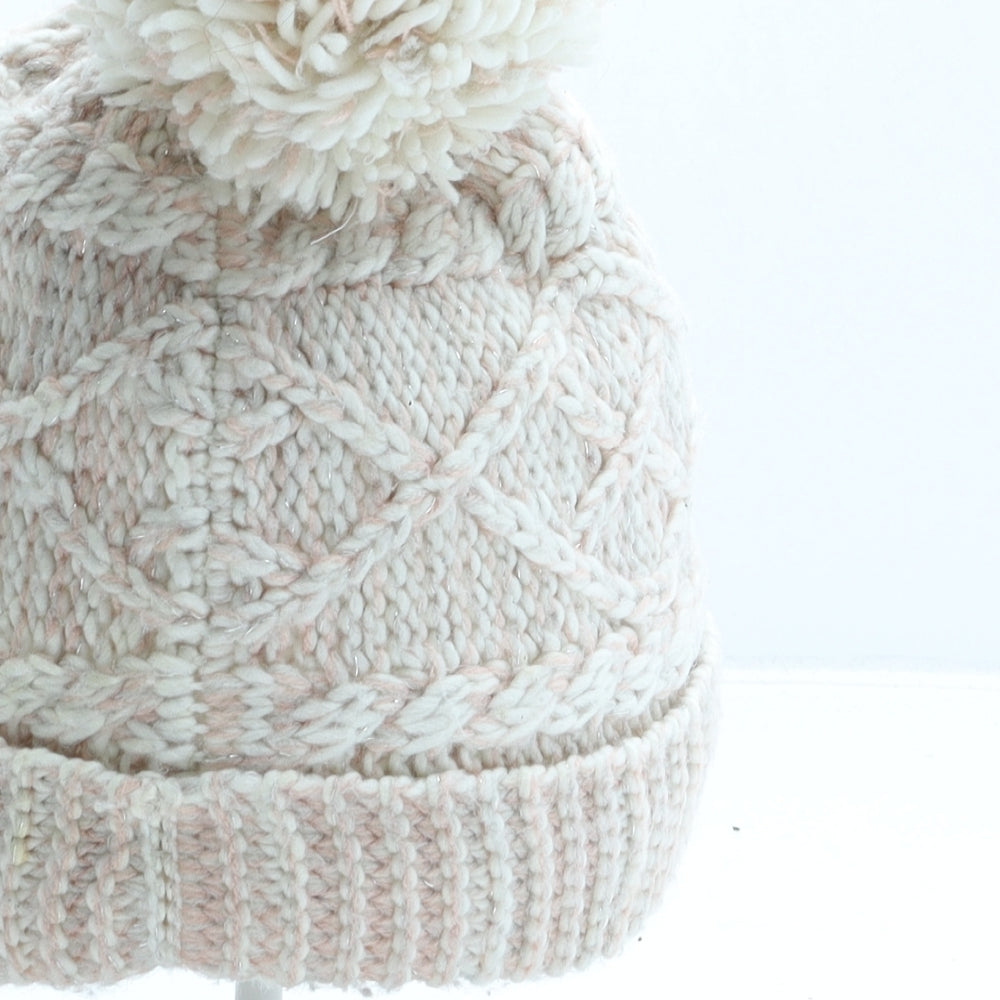 F&F Womens Pink Acrylic Bobble Hat One Size
