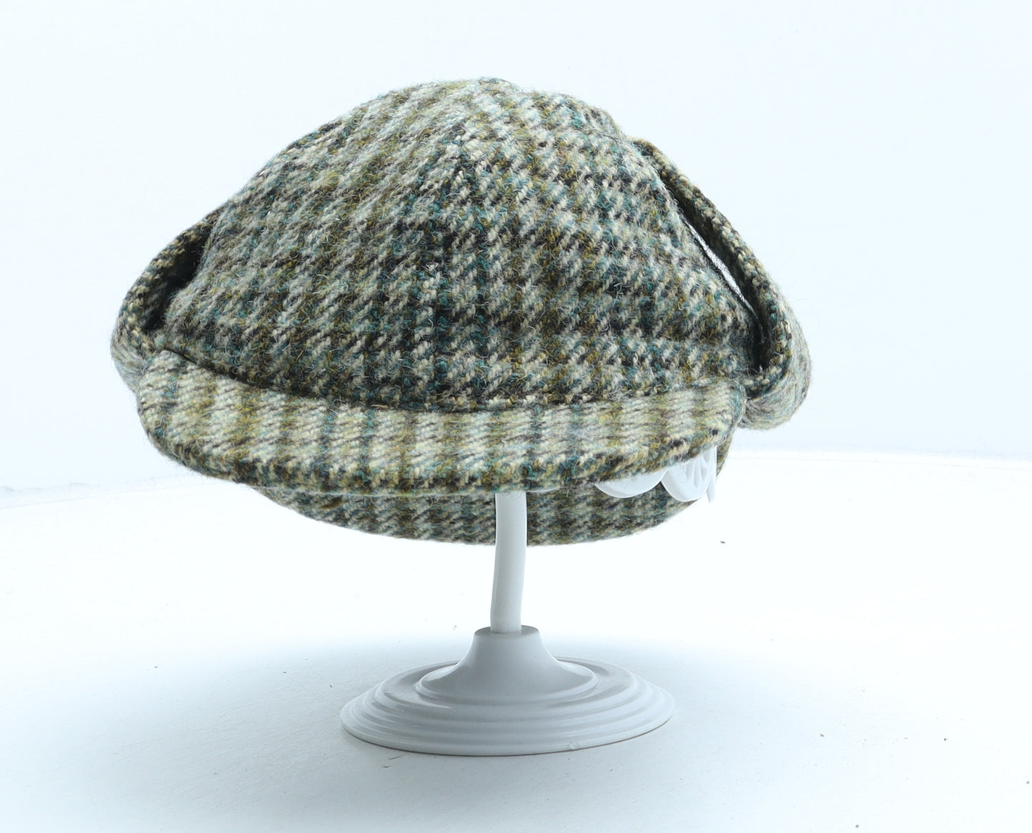 Harris Tweed Mens Green Check Wool Peaked Cap Size 6 3/4 - Deerstalker